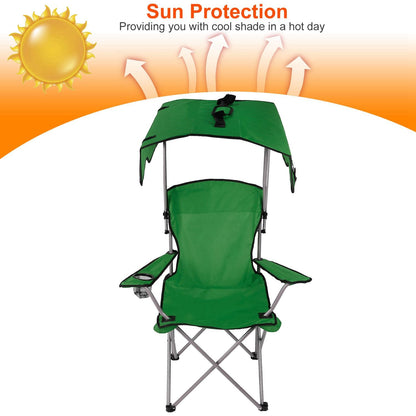 Foldable Beach Canopy Chair Sun Protection Camping Lawn Canopy Chair 330LBS Load Folding Seat - Discount Msrp 