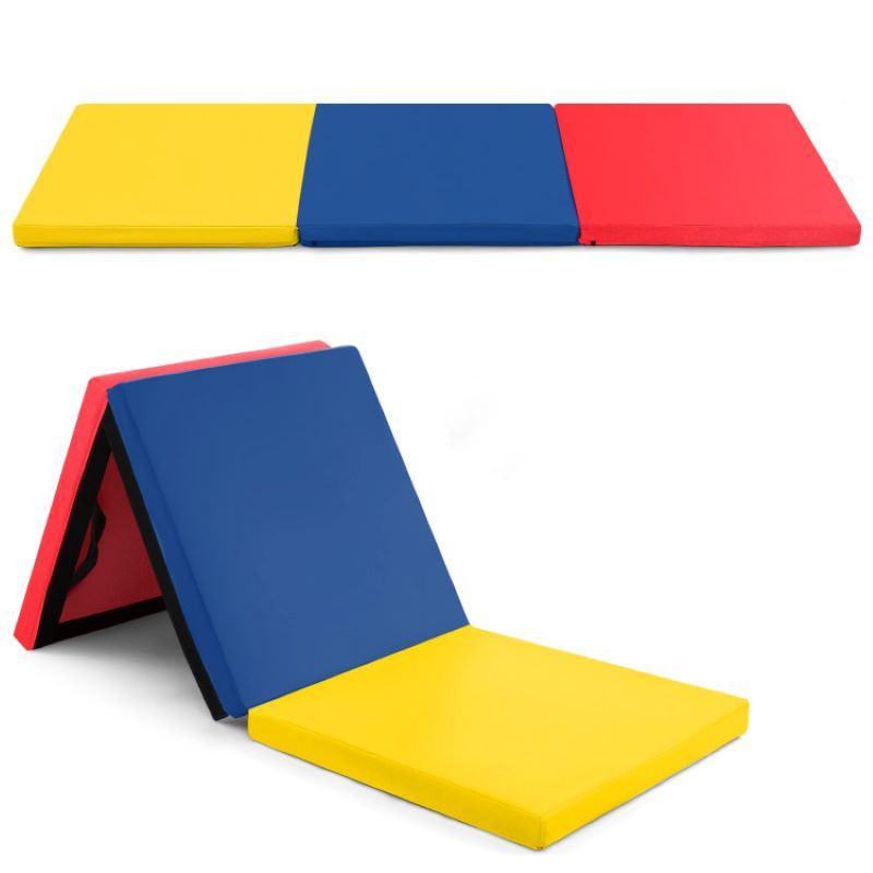 Portable Tri-Fold Gym Mat with Handles for Yoga - Discount Msrp 