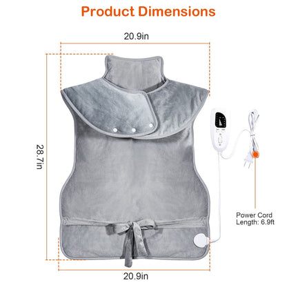 36.6x22in Electric Heating Wrap for Neck Shoulder Fast Heating Pad Mat Heated Neck Wrap for Back Pain Relief with 6 Temperature Settings 4 Timer Modes Machine Washable - Discount Msrp 