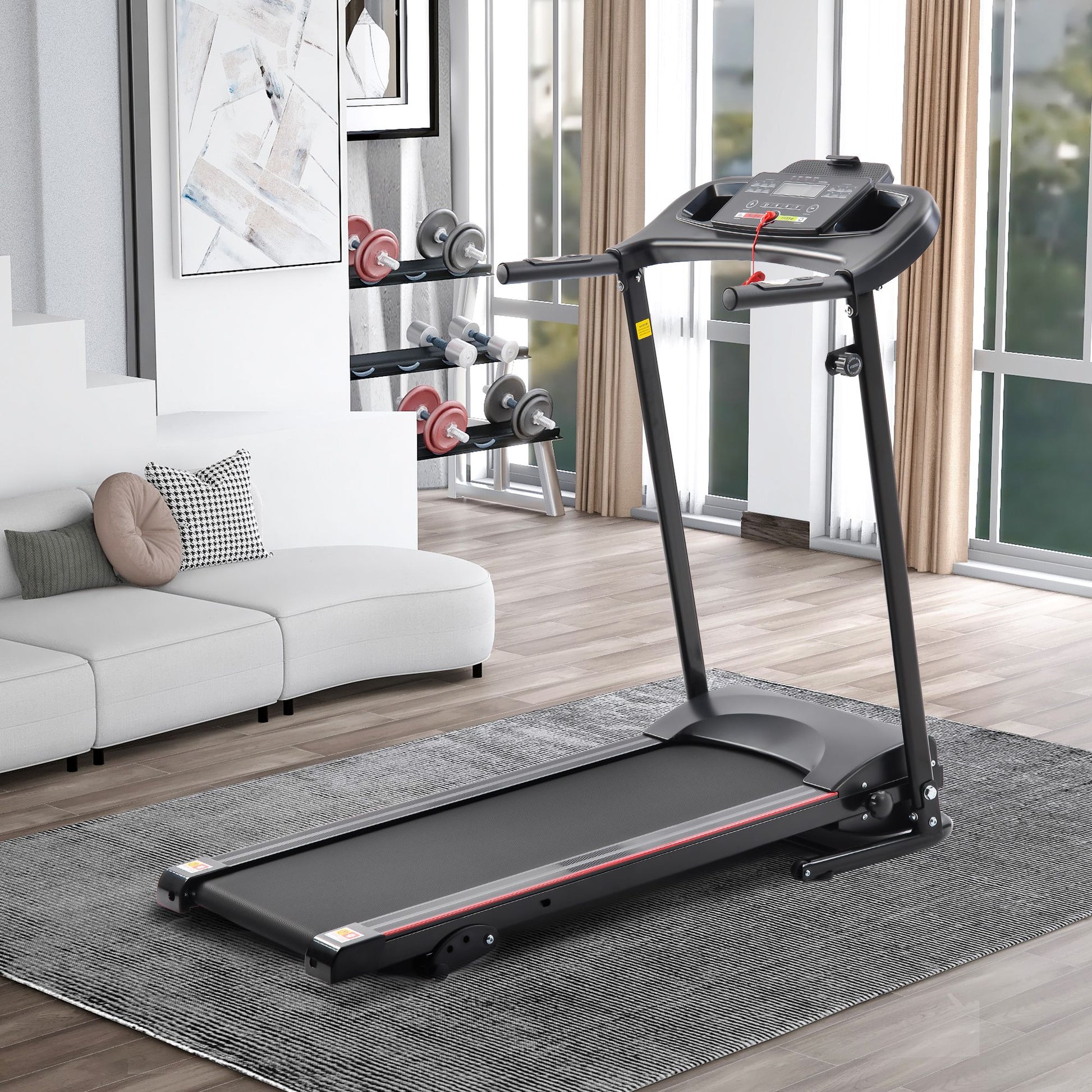 Folding Treadmill with Incline 2.5HP 12KM/H Electric Treadmill for Home Foldable, Bluetooth Music Cup Holder Heart Rate Sensor Walking Running Machine for Indoor Home Gym Exercise Fitness - Discount Msrp 