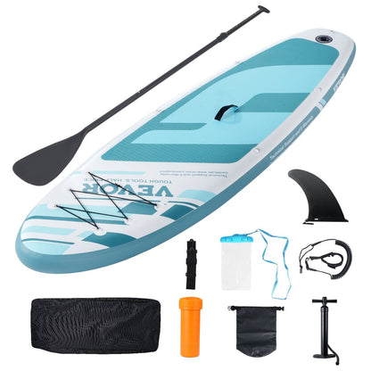VEVOR Inflatable Stand Up Paddle Board, 10' x 33" x 6" Wide SUP Paddleboard, with Board Accessories, Pump, Paddle, Fin, Phone Bag, Backpack, Ankle Leash, Repair Kit, Non-slip Deck for Youth & Adults - Discount Msrp 