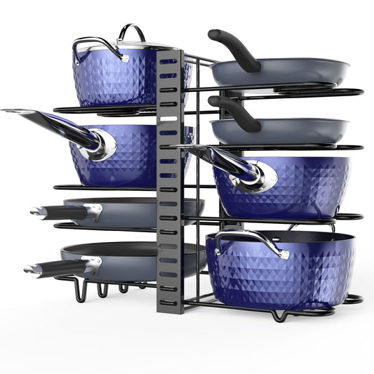 Pot and pan organizer, Pot Lid Holders & Pan Rack, Multiple DIY methods 8 tier pot racks, adjustable kitchen organization and storage for pots and pans. - Discount Msrp 