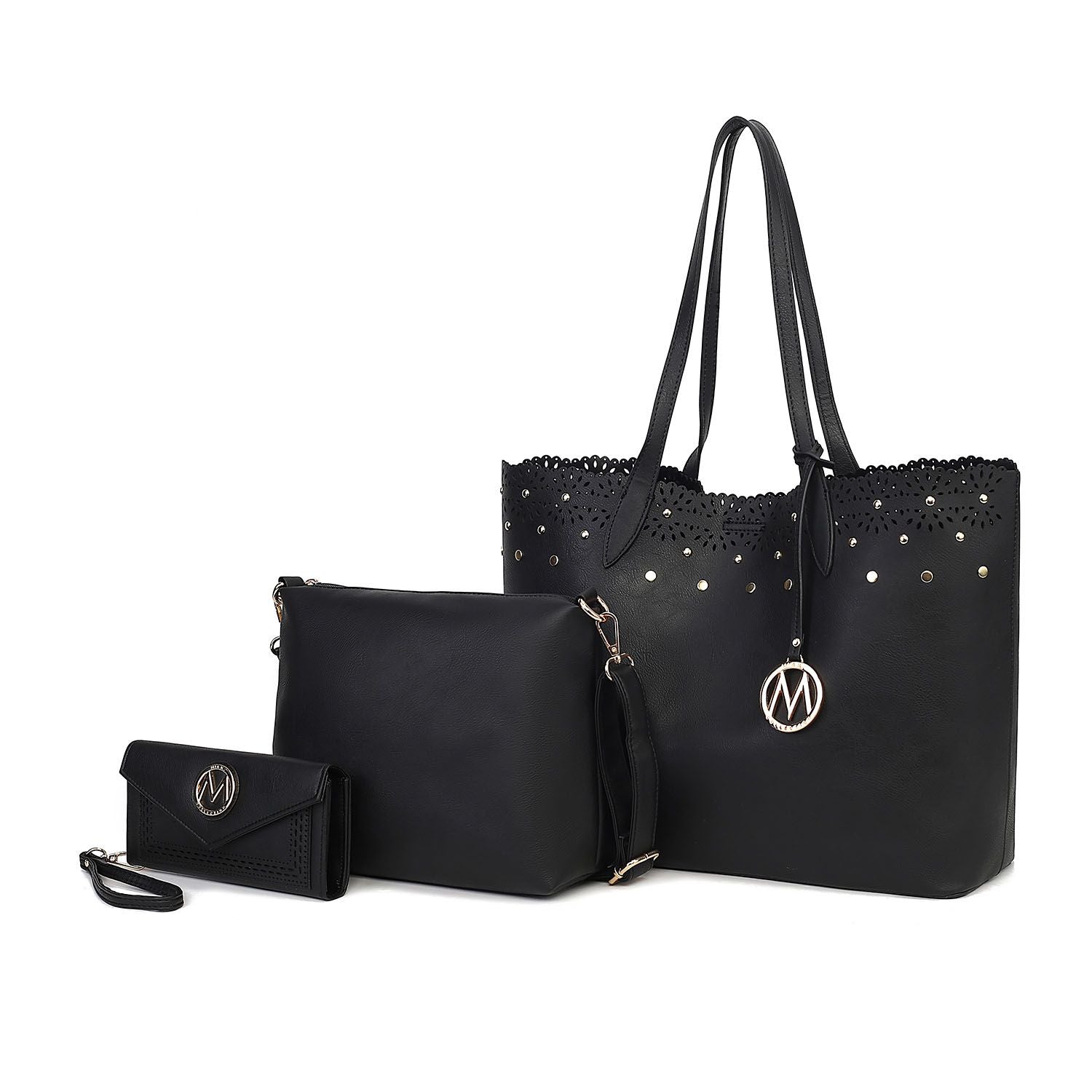 MKF Collection Mariahna 3 PCS Shopper Tote, Cross and Wallet Handbag by Mia K - Discount Msrp 