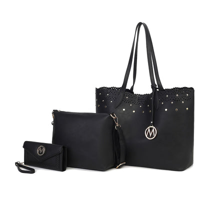 MKF Collection Mariahna 3 PCS Shopper Tote, Cross and Wallet Handbag by Mia K - Discount Msrp 