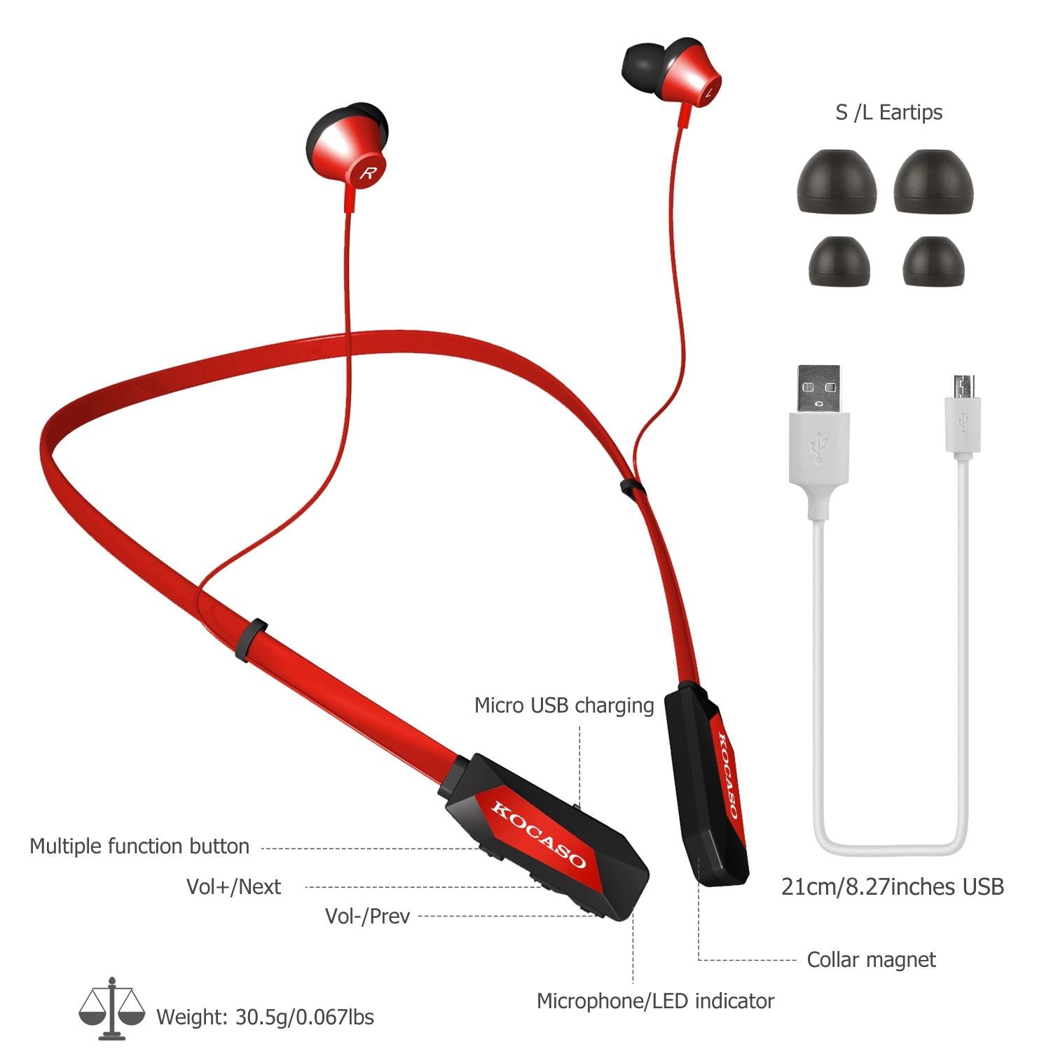 Wireless Neckband Headphones V4.2 Sweat-proof Sport Headsets Earbuds In-Ear Magnetic Neckbands Stereo Earphone - Discount Msrp 