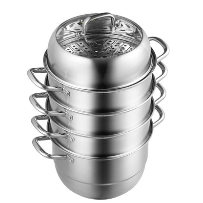 VEVOR Dumpling Steamer Stainless Steel 5 Titer for for Cook Soup, Noodles, Fishes Work with Gas Electric Grill Stove Top, Dia 30cm/11.8inch, Pot - Discount Msrp 
