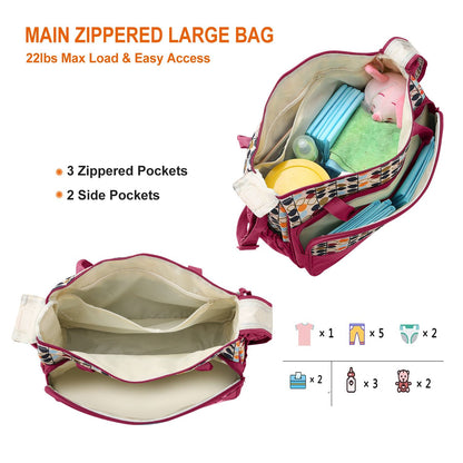 5PCS Baby Nappy Diaper Bags Set Mummy Diaper Shoulder Bags w/ Nappy Changing Pad Insulated Pockets Travel Tote Bags - Discount Msrp 