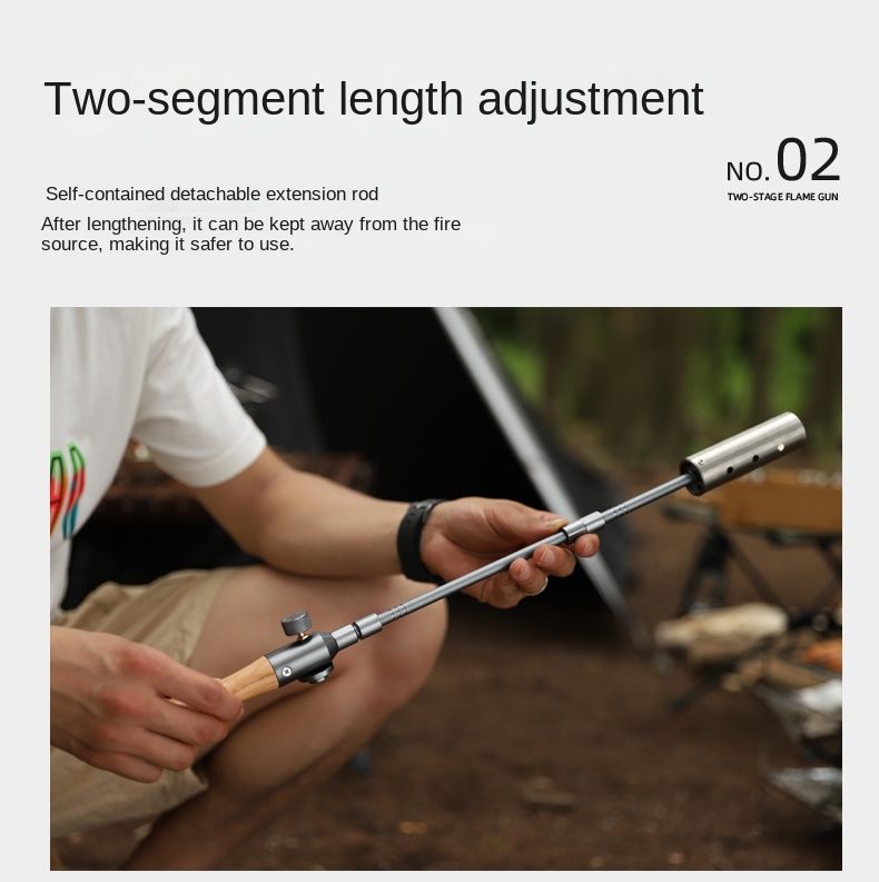 Outdoor camping extended flame-throwing gun stainless steel gun burning pig hair supplies camping straight handle handheld detachable igniter - Discount Msrp 