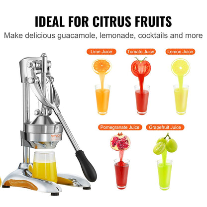 VEVOR Citrus Juice Press, Hand Press Orange Juicer Press, Commercial Grade Manual Citrus Juicer Lemon Squeezer, Easy-to-Clean Fruit Press Juicer for Lemon Pomegranate Orange Juice - Discount Msrp 