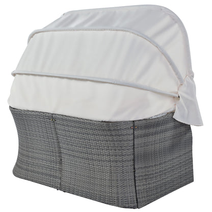 Outdoor Patio Furniture Set Daybed Sunbed with Retractable Canopy Conversation Set Wicker Furniture - Discount Msrp 