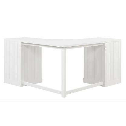 57.68" Modern L Shaped Executive Desk with 2 Storage Cabinets and 3 Drawers,Corner Writing Desk,Office Desk Furniture,Computer Desks with Depth Workstation for Home Office,Living room,White - Discount Msrp 