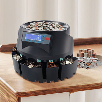 VEVOR USD Coin Sorter Coin Counter Wrapper and Roller 300 Coins/min LCD Display - Discount Msrp 