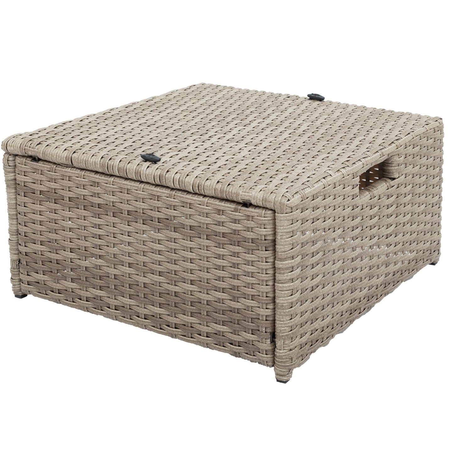Patio Furniture Set; 4 Piece Outdoor Conversation Set All Weather Wicker Sectional Sofa with Ottoman and Cushions - Discount Msrp 