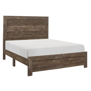 Rustic Brown Finish Full Size Panel Bed Wooden Bedroom Furniture 1pc, Bed in a Box - Discount Msrp 