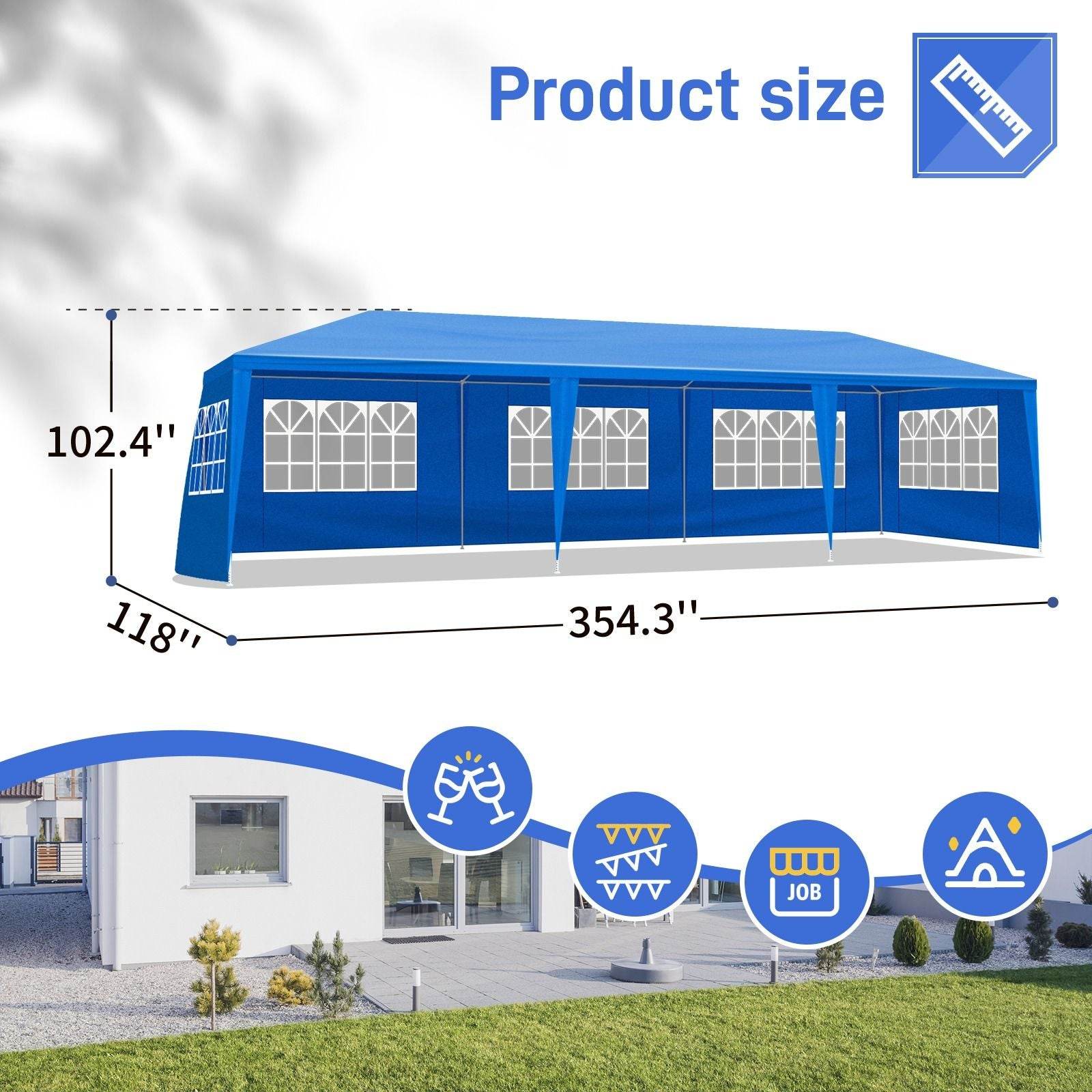 1 Set of 10'x30' Party Tent Canopy for Outdoor Weddings, Heavy-Duty Waterproof Event Shelter with Removable Sidewalls, Ideal for Parties, Booths, and Gatherings. - Discount Msrp 
