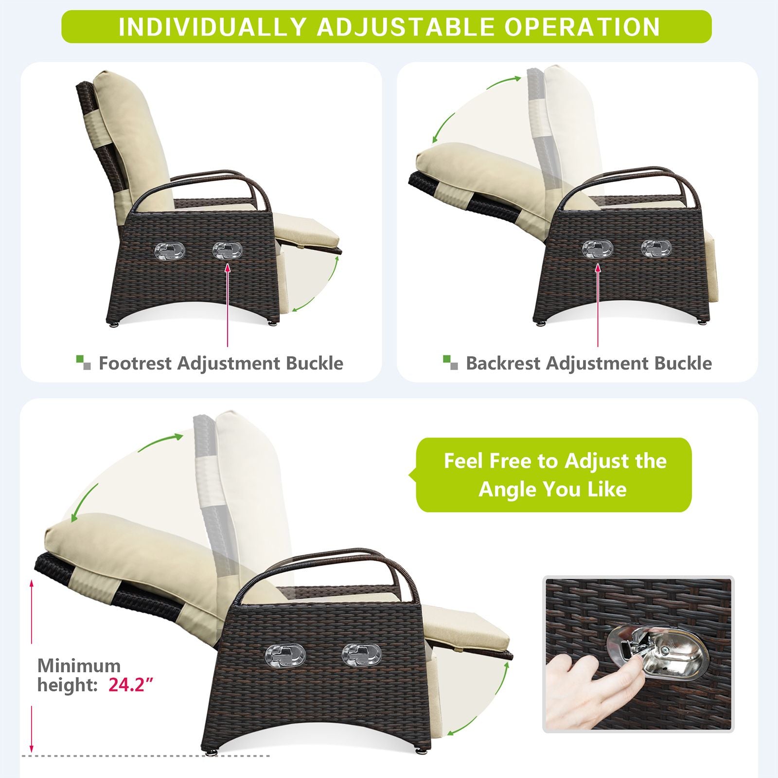 Outdoor Adjustable Wicker Recliner with Flip Table - Discount Msrp 