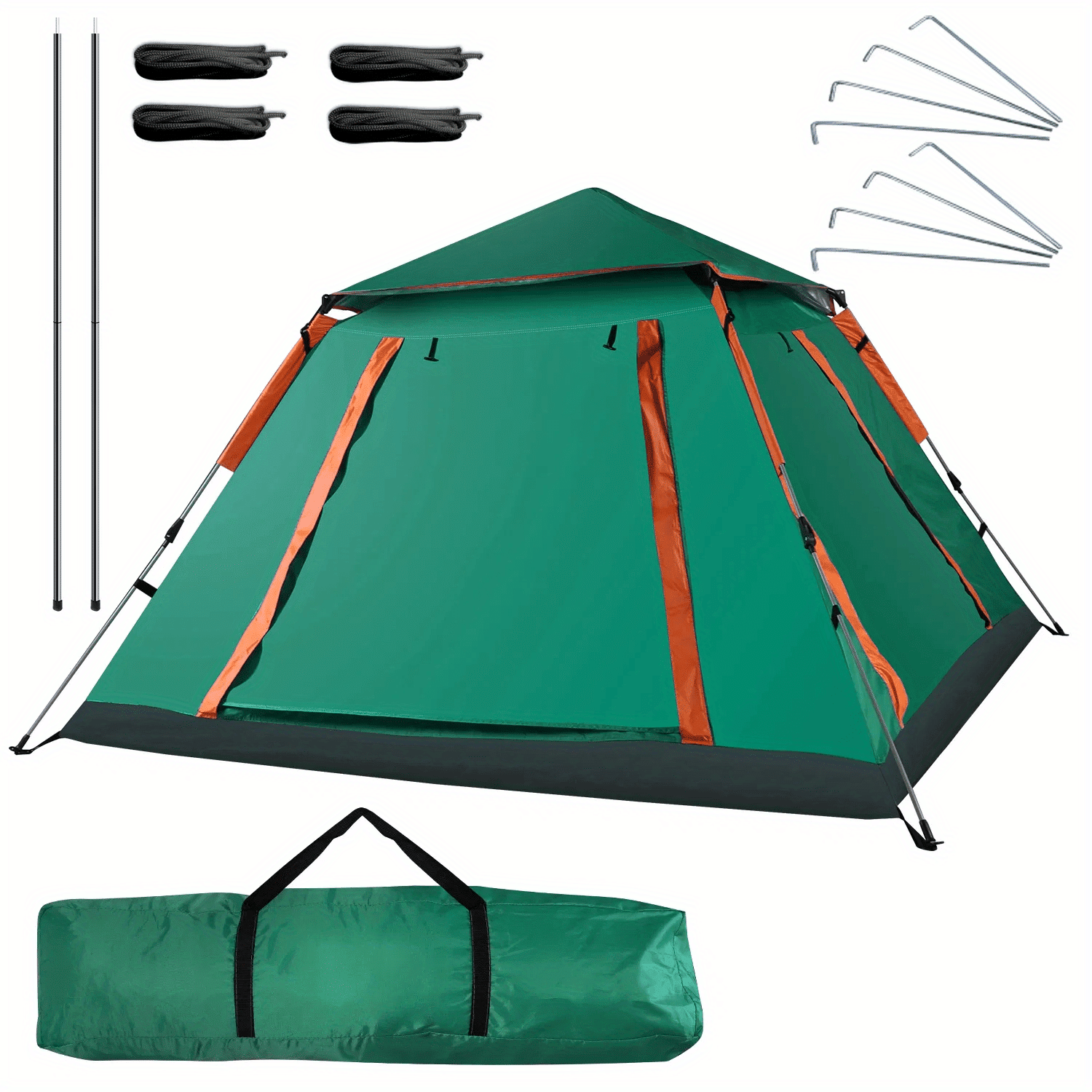 Muti-Person Outdoor Automatic Quick Opening Camping Tent with Mesh Windows. Made of Oxford Fabric, Comes with Portable Bag & Moisture - Proof Mat. Ideal for Family Camping, Fishing, Hunting - Discount Msrp 