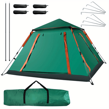 Muti-Person Outdoor Automatic Quick Opening Camping Tent with Mesh Windows. Made of Oxford Fabric, Comes with Portable Bag & Moisture - Proof Mat. Ideal for Family Camping, Fishing, Hunting - Discount Msrp 