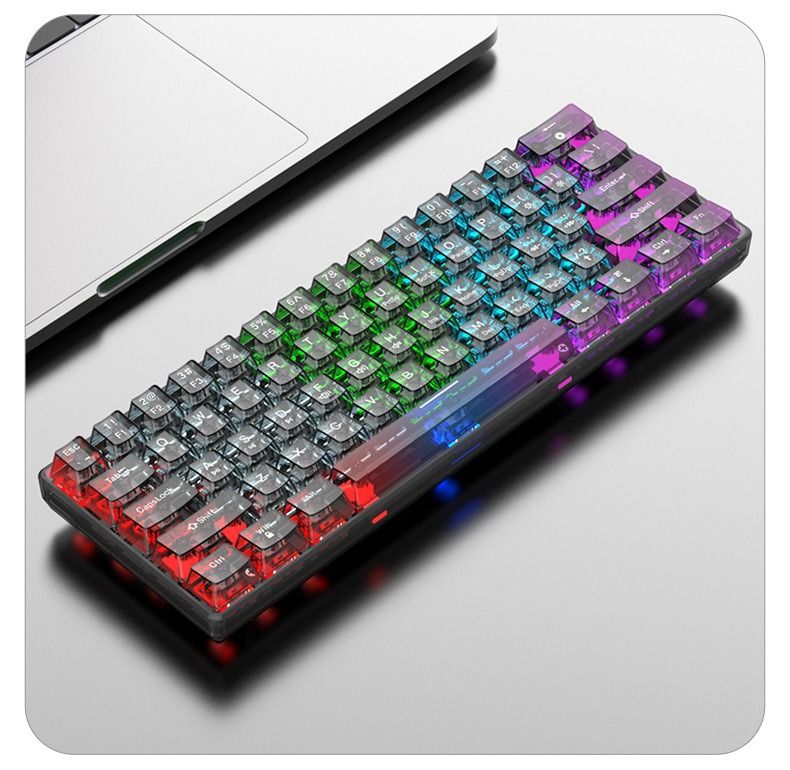 Wired Mechanical Keyboard Transparent Hot Swap Illuminated Office Gaming Gaming Mini Keyboard - Discount Msrp 