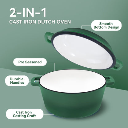 Enameled Cast Iron Dutch Oven with Serving Lid + ENCLOSED THERMAL CIRCLE Design - Discount Msrp 