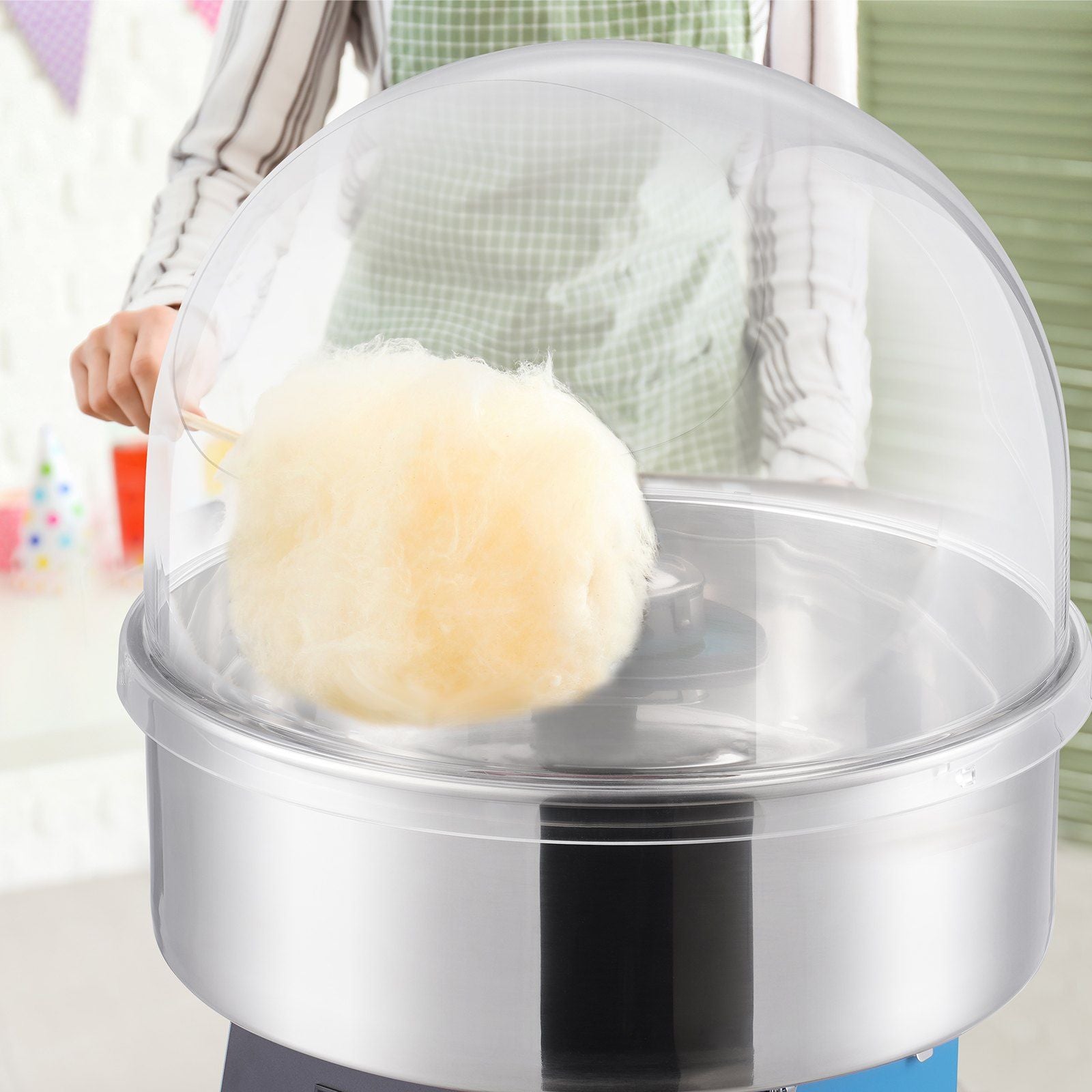 VEVOR Electric Cotton Candy Machine, 1000W Candy Floss Maker, Commercial Cotton Candy Machine with Cover, Stainless Steel Bowl, Sugar Scoop, Drawer, Perfect for Home Kids Birthday, Family Party, Blue - Discount Msrp 