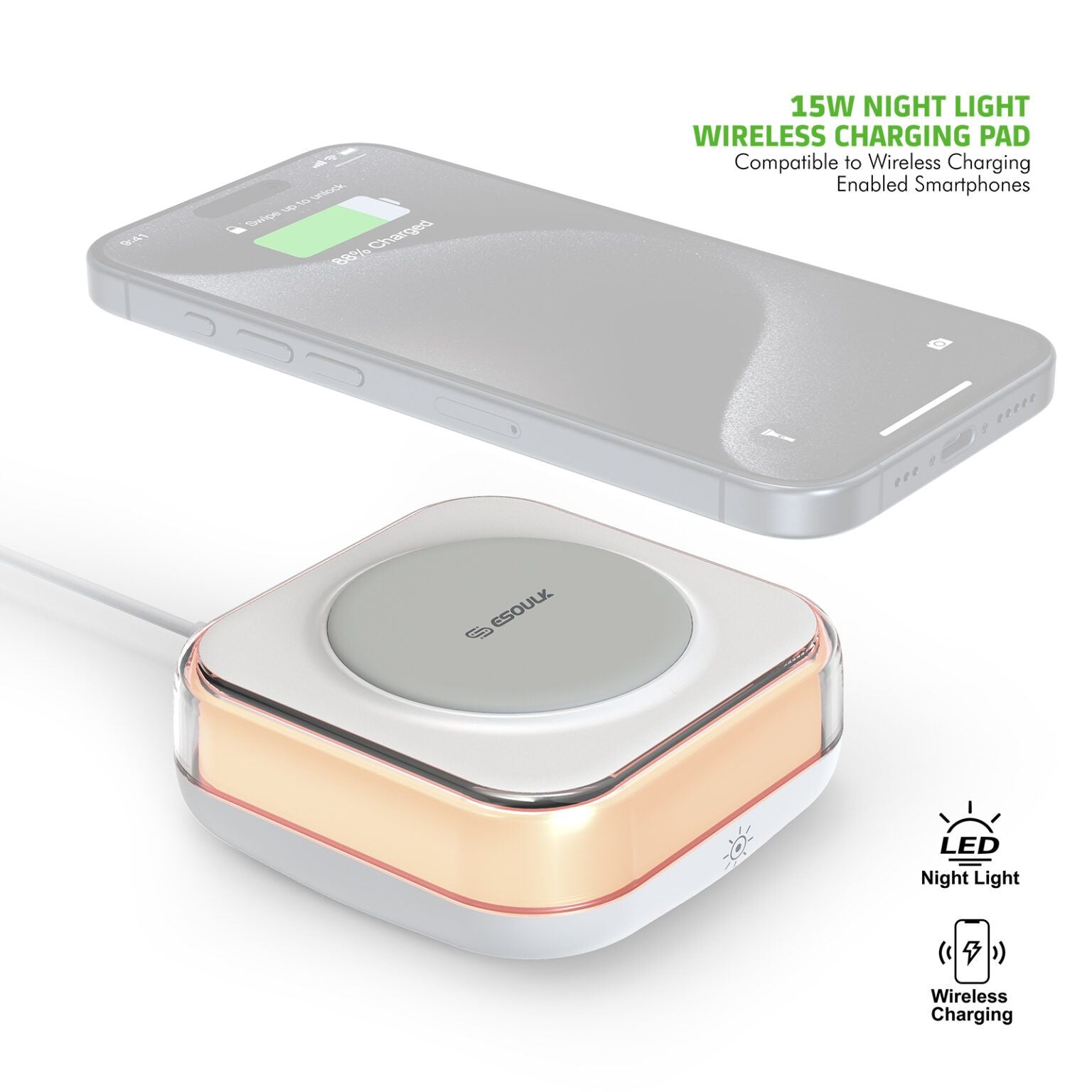 Light + Power + Sleep Wireless Charger - Discount Msrp 