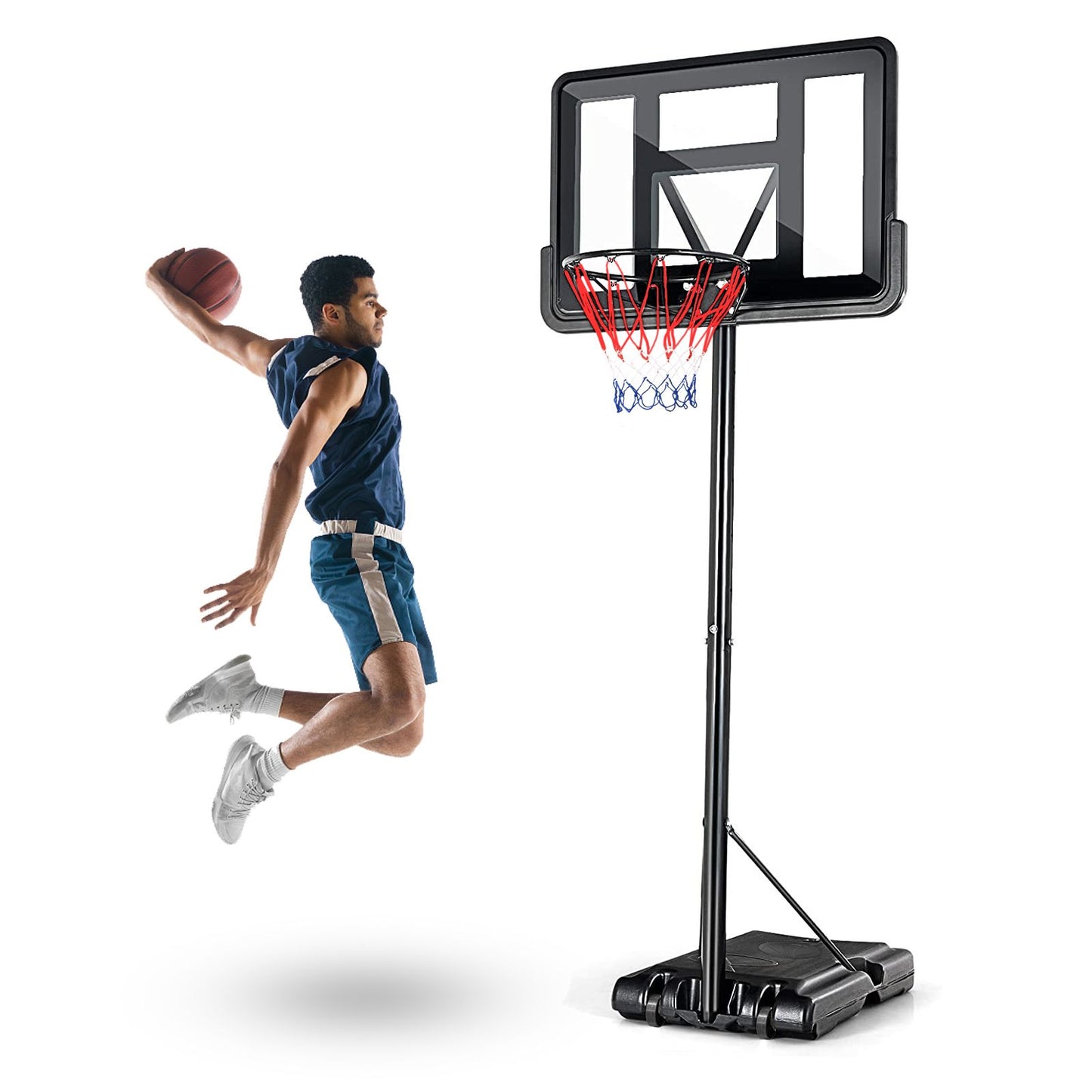 Portable Basketball Hoop Outdoor, 4.25FT-10FT Height Adjustable Basketball Goal, Shatterproof Backboard, Built-in Wheels, Basketball Stand - Discount Msrp 