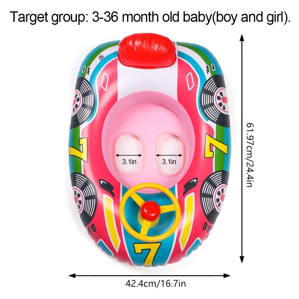 1pc Inflatable Pool Float Seat Boat With Handle; Swimming Ring Toy For Summer Baby Kid Child Toddler - Discount Msrp 
