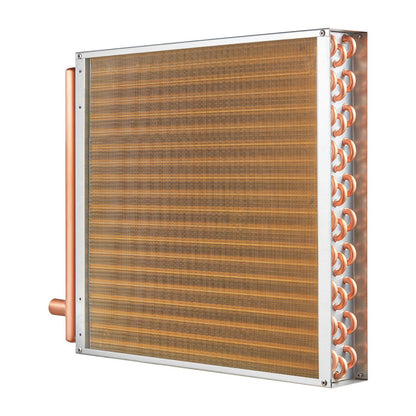 VEVOR Heat Exchanger Water to Air, 20"x 20" with 3-Row 3/8" Copper Ports, 242 Aluminum Fins Heat Exchanger for Outdoor Wood Furnaces, Residential Heating and Cooling, and Forced Air Heating - Discount Msrp 