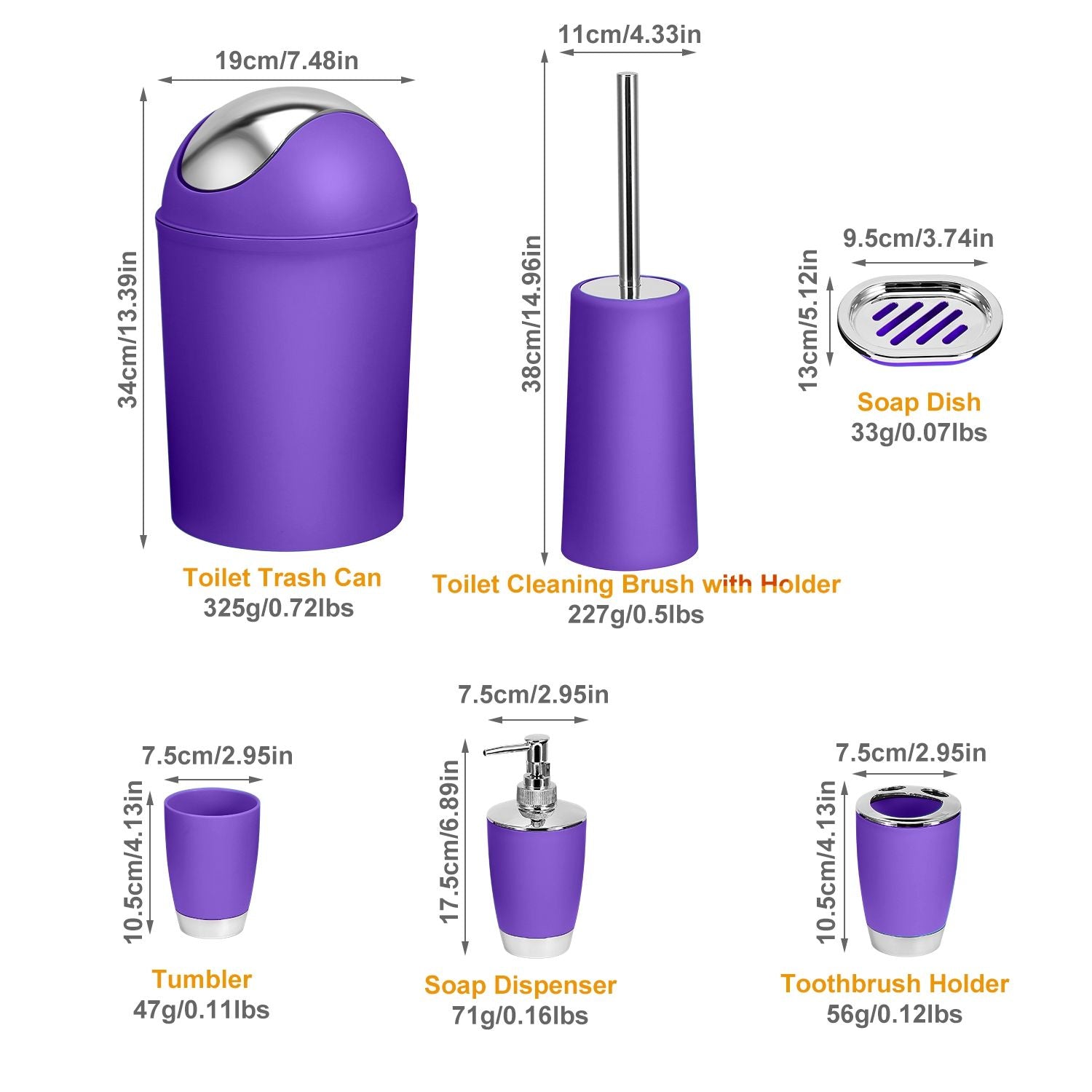 Bathroom Accessories Set 6 Pcs Bathroom Set Ensemble Complete Soap Dispenser Toothbrush Holder - Discount Msrp 