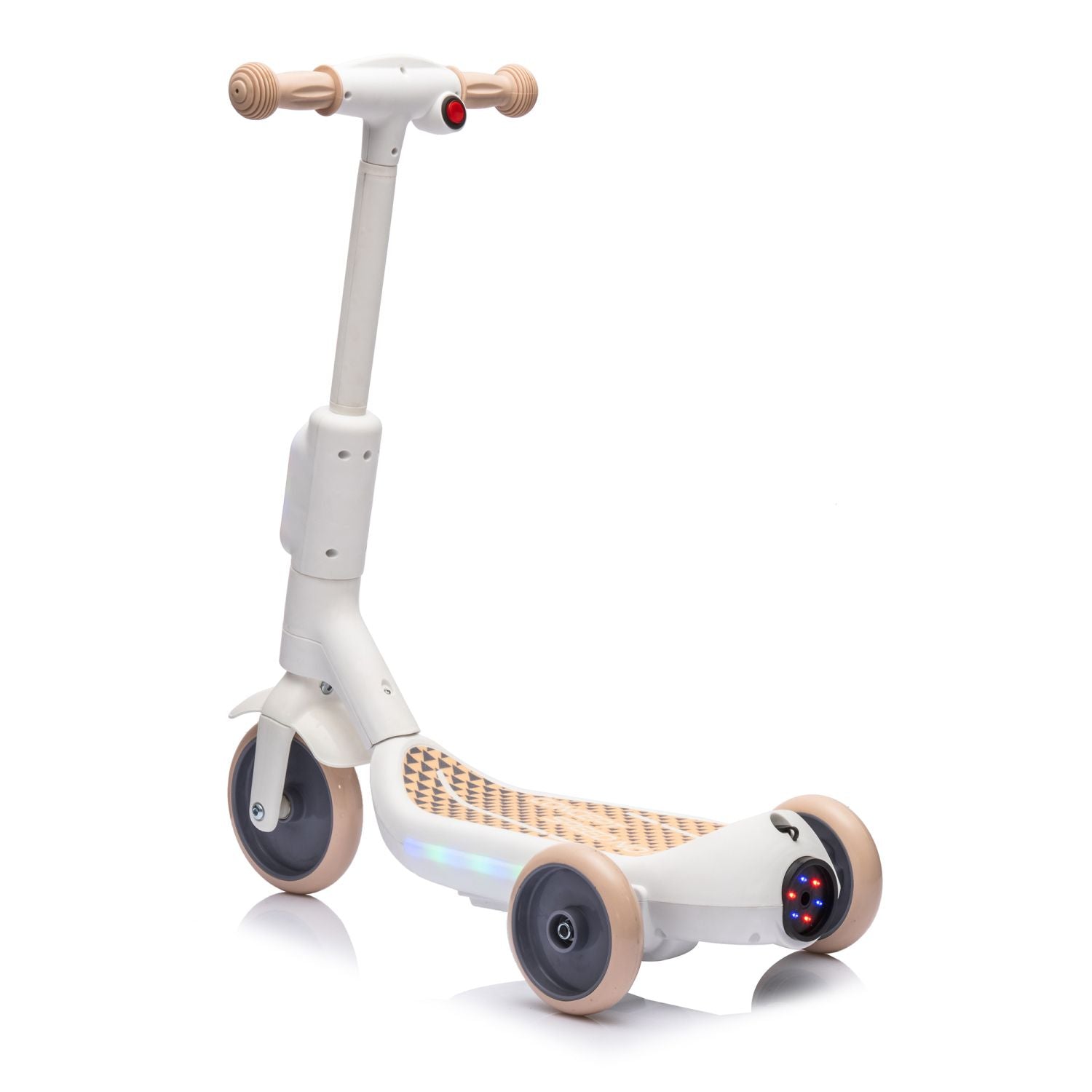 2in1 Kids Ride On Three-Wheel Electric Scooter,Tail Color Lights W/Spray,Wider Pedal,PU Wheels For Effective Floor Protection,Independent Light Switch With Music,One Button Acceleration For Kids 3+ - Discount Msrp 