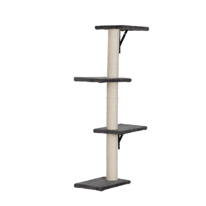 5 Pcs Wall Mounted Cat Climber Set; Floating Cat Shelves and Perches; Cat Activity Tree with Scratching Posts; Modern Cat Furniture - Discount Msrp 