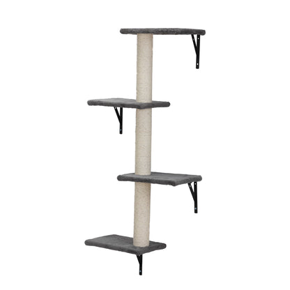 5 Pcs Wall Mounted Cat Climber Set; Floating Cat Shelves and Perches; Cat Activity Tree with Scratching Posts; Modern Cat Furniture - Discount Msrp 
