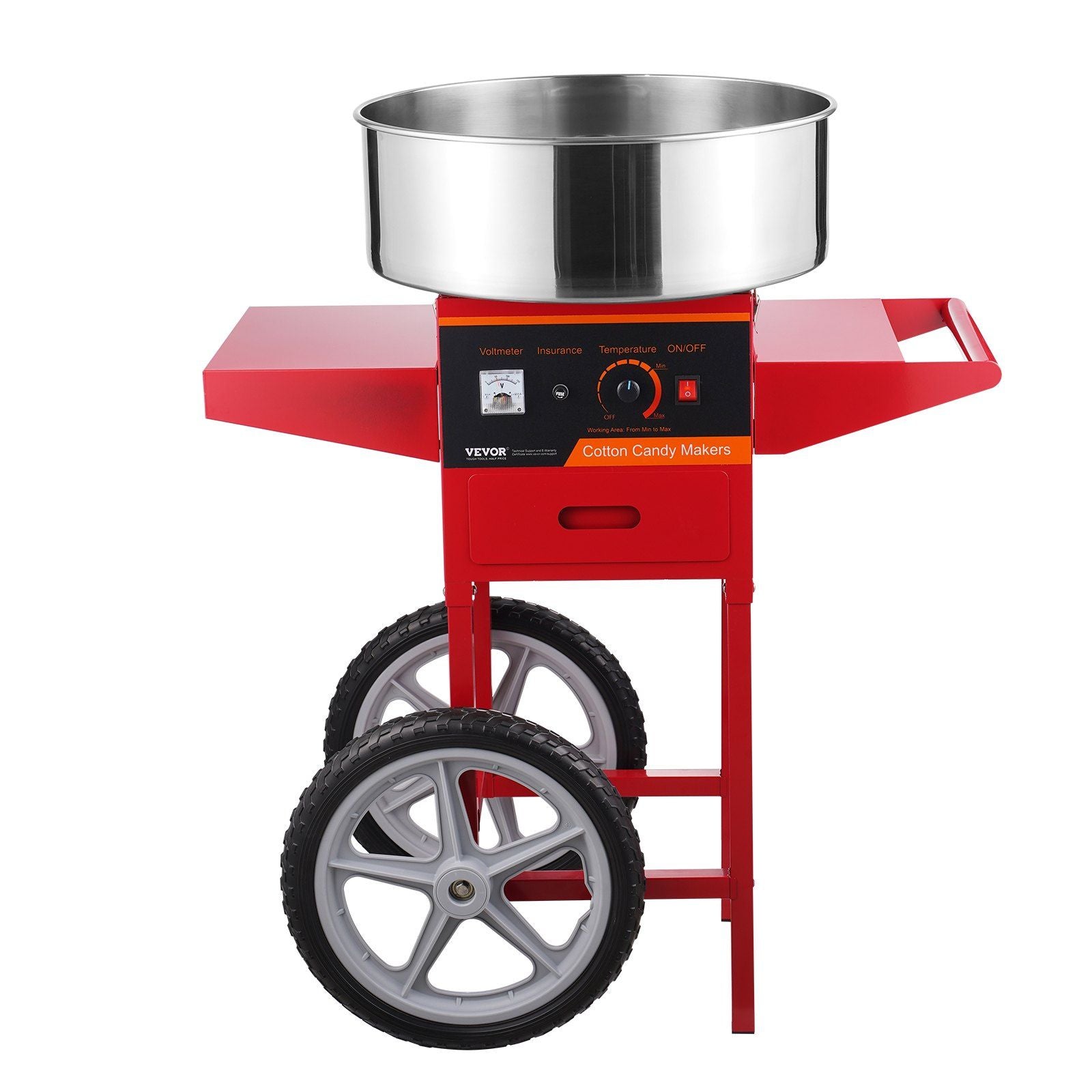 VEVOR Electric Cotton Candy Machine with Cart, 1000W Commercial Candy Floss Maker with Stainless Steel Bowl, Sugar Scoop and Drawer, Perfect for Home, Kids Birthday, Family Party, Red - Discount Msrp 