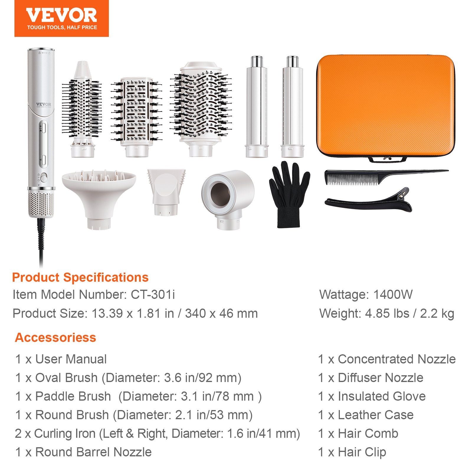VEVOR Hair Dryer Brush 7-in-1 Professional Multi Styler for Drying Volumizing - Discount Msrp 