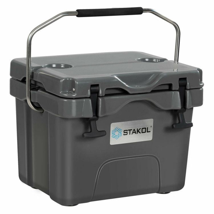 16 Quart 24-Can Capacity Portable Insulated Ice Cooler with 2 Cup Holders - Discount Msrp 