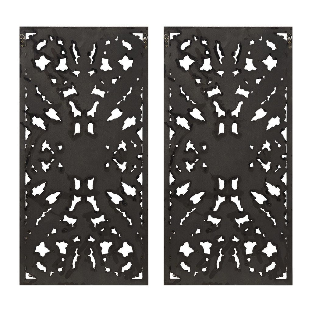 Distressed Carved Wood 2-piece Wall Decor Set - Discount Msrp 