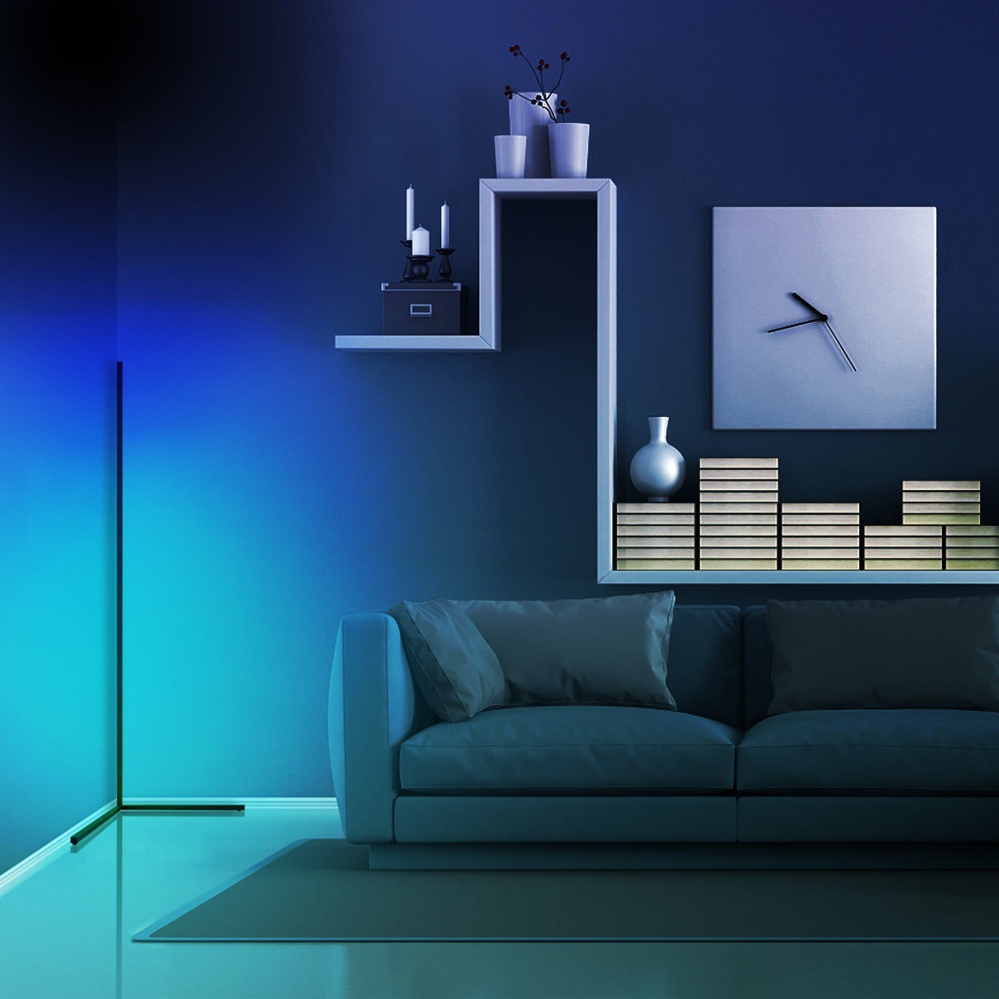 RGBCW Corner Floor Lamp, Minimalist Style Floor Lamp, Bedside Lamp, Reading stading Lamp, Ambient night lights - Discount Msrp 