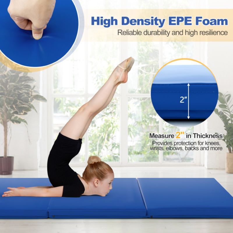 Portable Tri-Fold Gym Mat with Handles for Yoga - Discount Msrp 