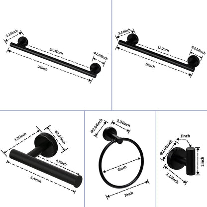 6 Piece Stainless Steel Bathroom Towel Rack Set Wall Mount RT - Discount Msrp 