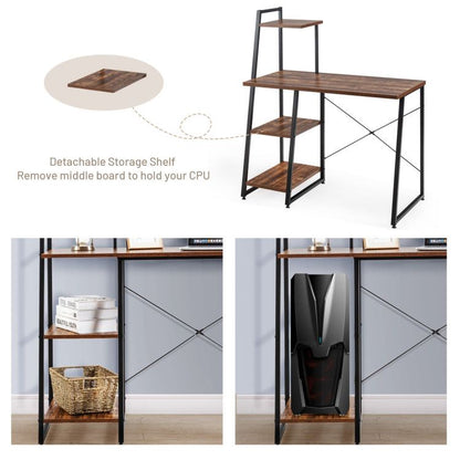Compact Computer Desk Workstation with 4 Tier Shelves for Home and Office - Discount Msrp 
