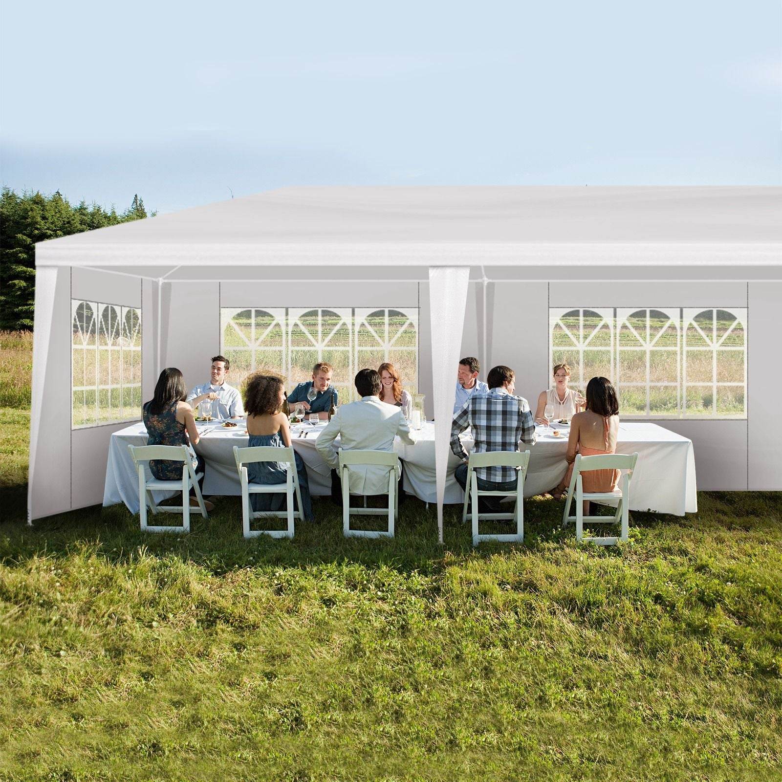 1 Set of 10'x30' Party Tent Canopy for Outdoor Weddings, Heavy-Duty Waterproof Event Shelter with Removable Sidewalls, Ideal for Parties, Booths, and Gatherings. - Discount Msrp 