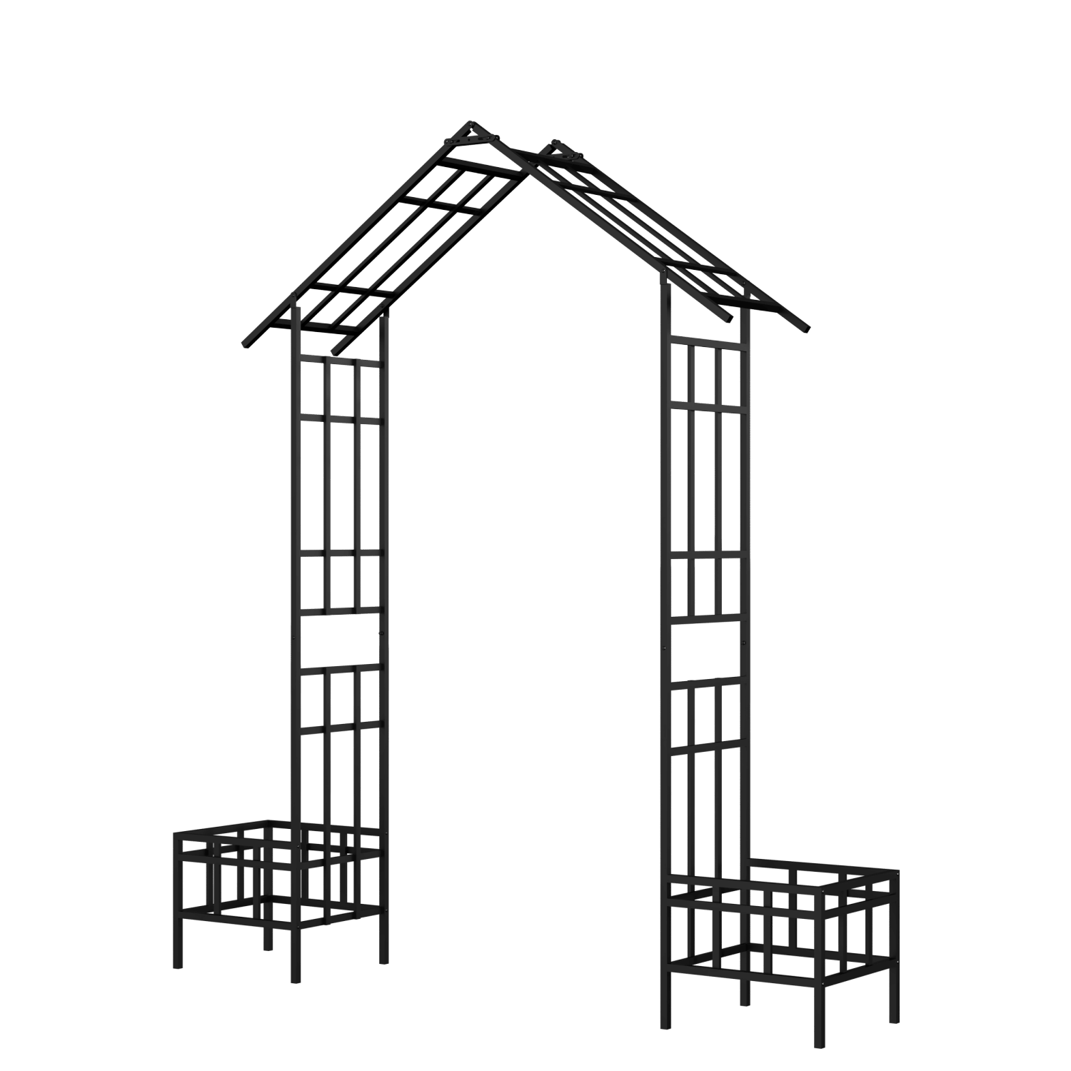 Metal Garden Arch with Adjustable Width W68.11''~W94.29'' Climbing Plants Support Rose Arch Outdoor Black - Discount Msrp 