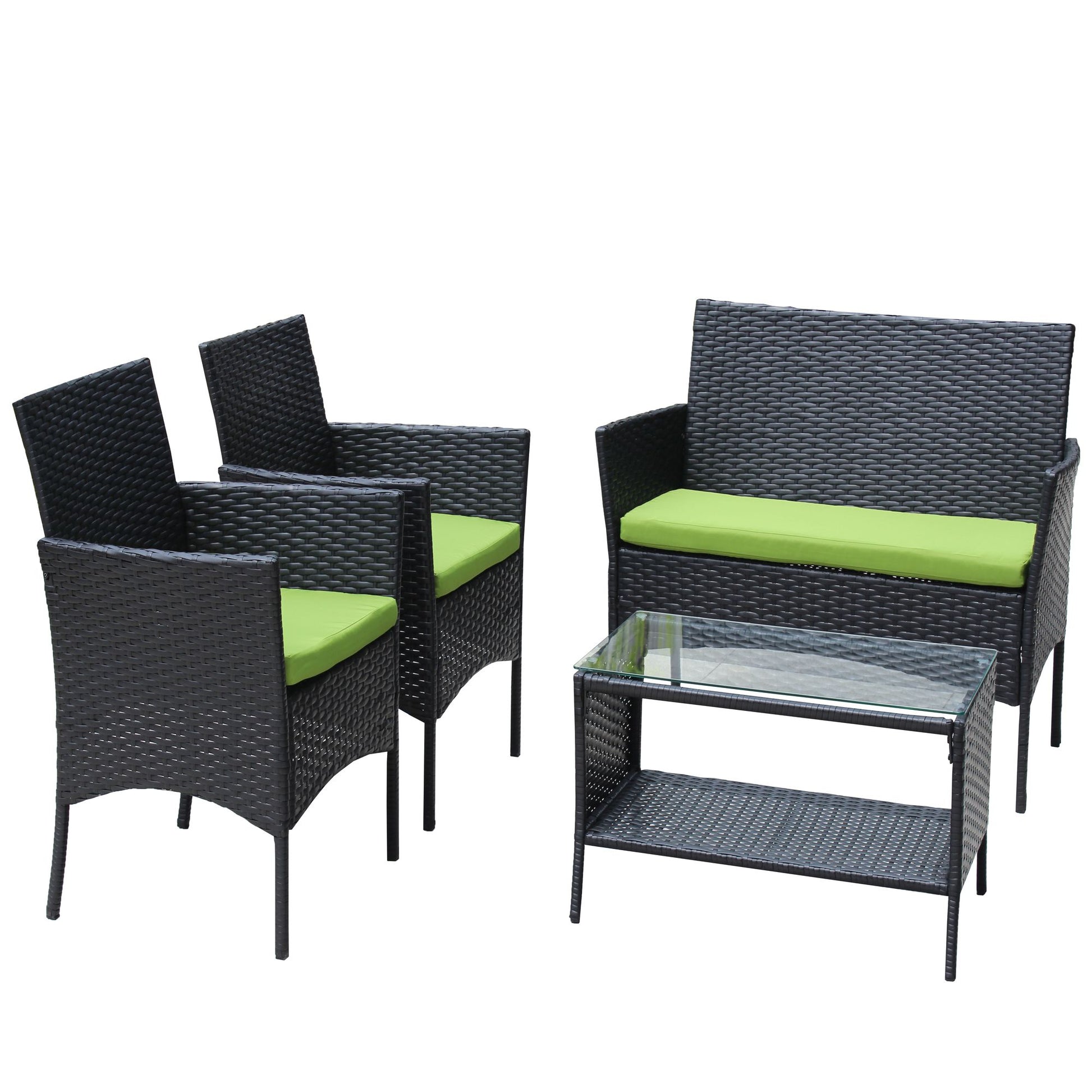 4 PC Rattan Patio Furniture Set Outdoor Patio Cushioned Seat Wicker Sofa - Discount Msrp 
