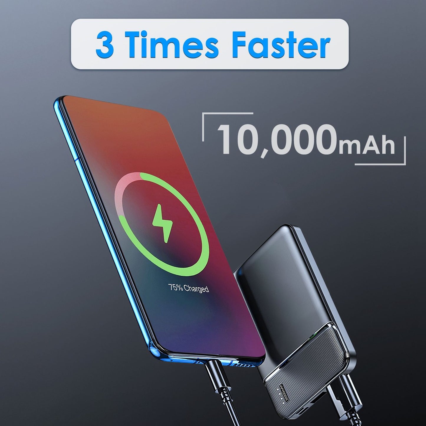 Power Bank Portable Phone Charger for Home Office Travel External Battery Pack with 1 Micro USB Cable Fit For IOSPhone 13/12 Samsung Galaxy S21 And More - Discount Msrp 
