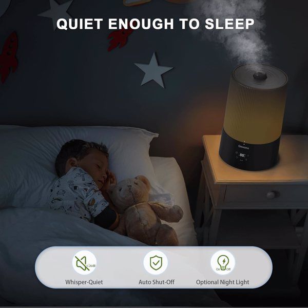 4L Top Fill Ultrasonic Cool Mist Humidifiers for Bedroom, with Oil Diffuser and Nightlight, for Baby Nursery & Plants, for Large Room, Lasts Up to 50 Hours, Auto Shut-Off - Discount Msrp 