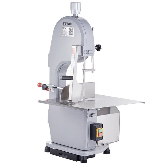 VEVOR Commercial Electric Meat Bandsaw, 1500W Stainless Steel Countertop Bone Sawing Machine, Workbeach 19.3" x 15", 0.16-7.9 Inch Cutting Thickness, Frozen Meat Cutter with 6 Blades for Rib Pork Beef - Discount Msrp 