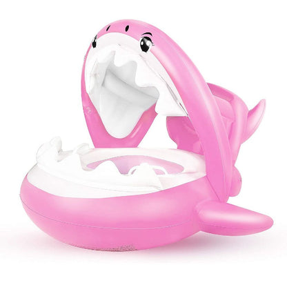 Inflatable Swim Rings For Kids With Sun Shade Poncho; Swim Rings For Infants And Toddlers; Foldable Shark Swim Seat Rings - Discount Msrp 