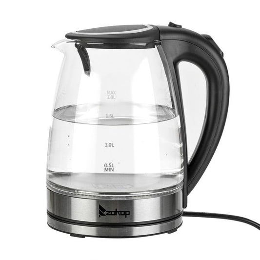 [Old Code: 93541003] ZOKOP HD-1857-A 110V 1200W 1.8L Electric Glass Kettle US Plug - Discount Msrp 