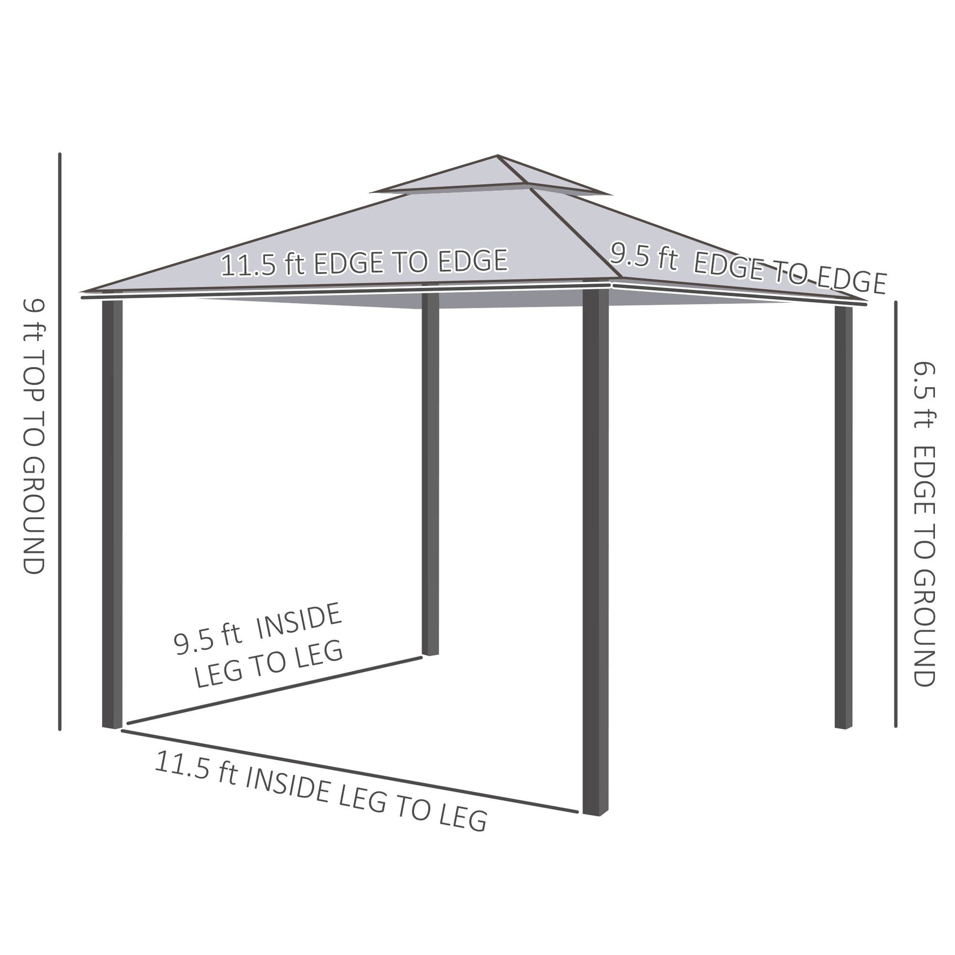 Outsunny 9.6' x 11.6' Patio Gazebo, Outdoor Canopy Shelter with 2-Tier Roof and Netting, Steel Frame for Garden, Lawn, Backyard, and Deck, Gray - Discount Msrp 